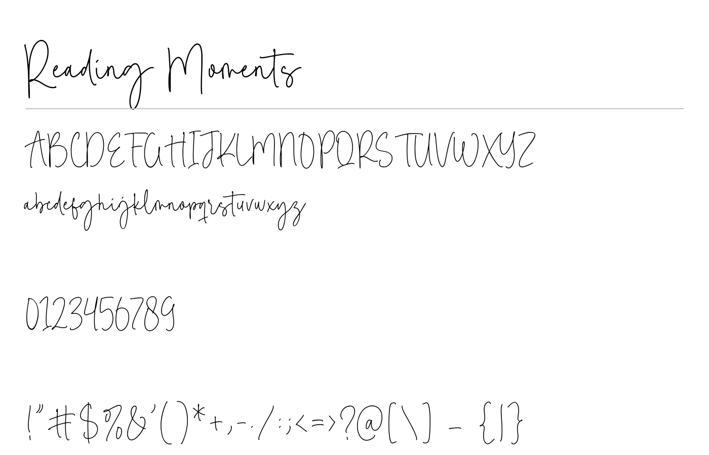 Reading Moments Font preview