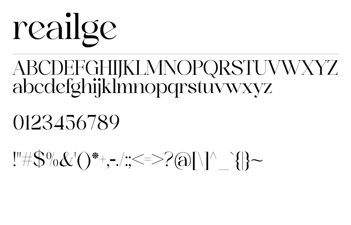 Reailge Font preview