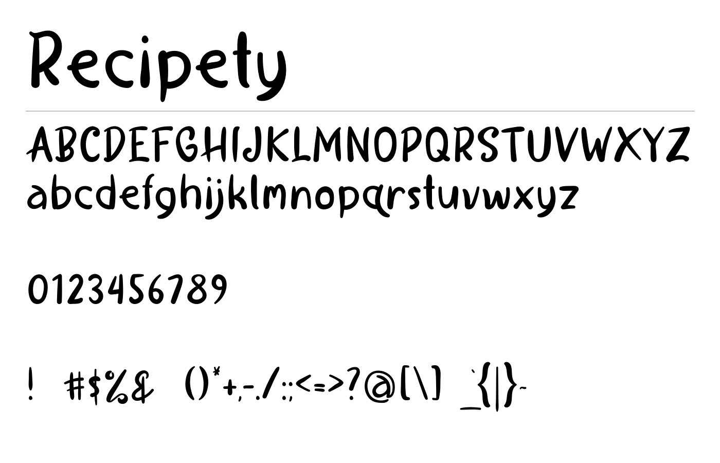 Recipety Font preview