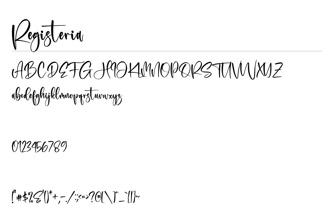 Registeria Font preview