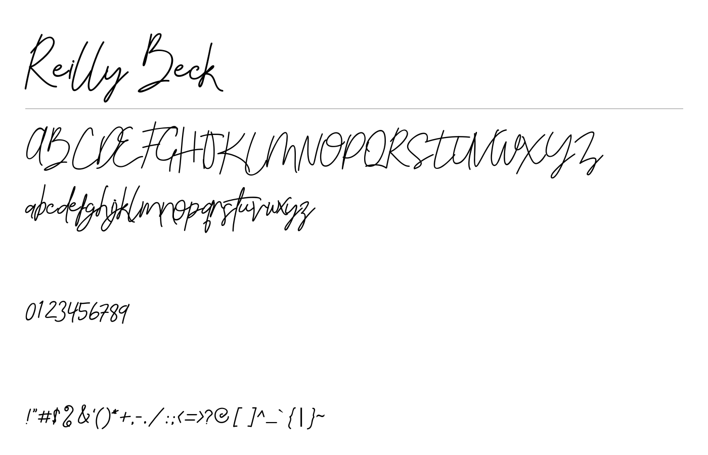 Reilly Beck Font preview