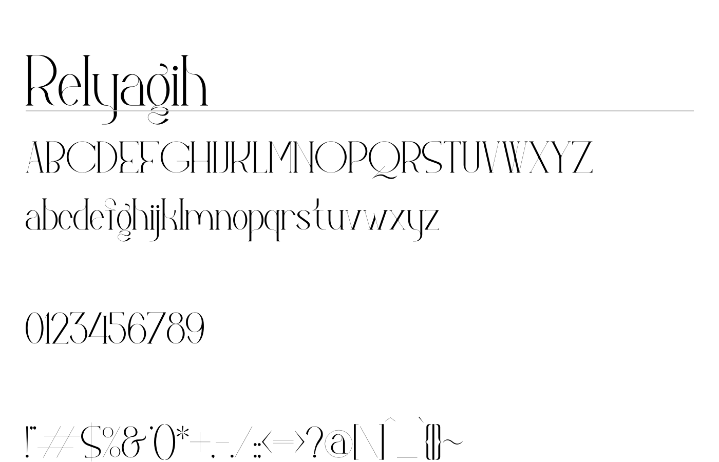 Relyagih Font preview