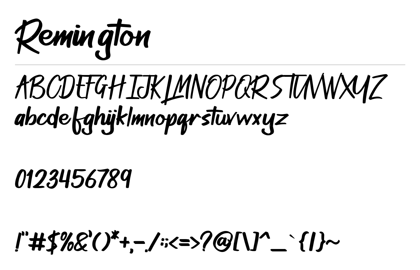 Remington Brush Font preview