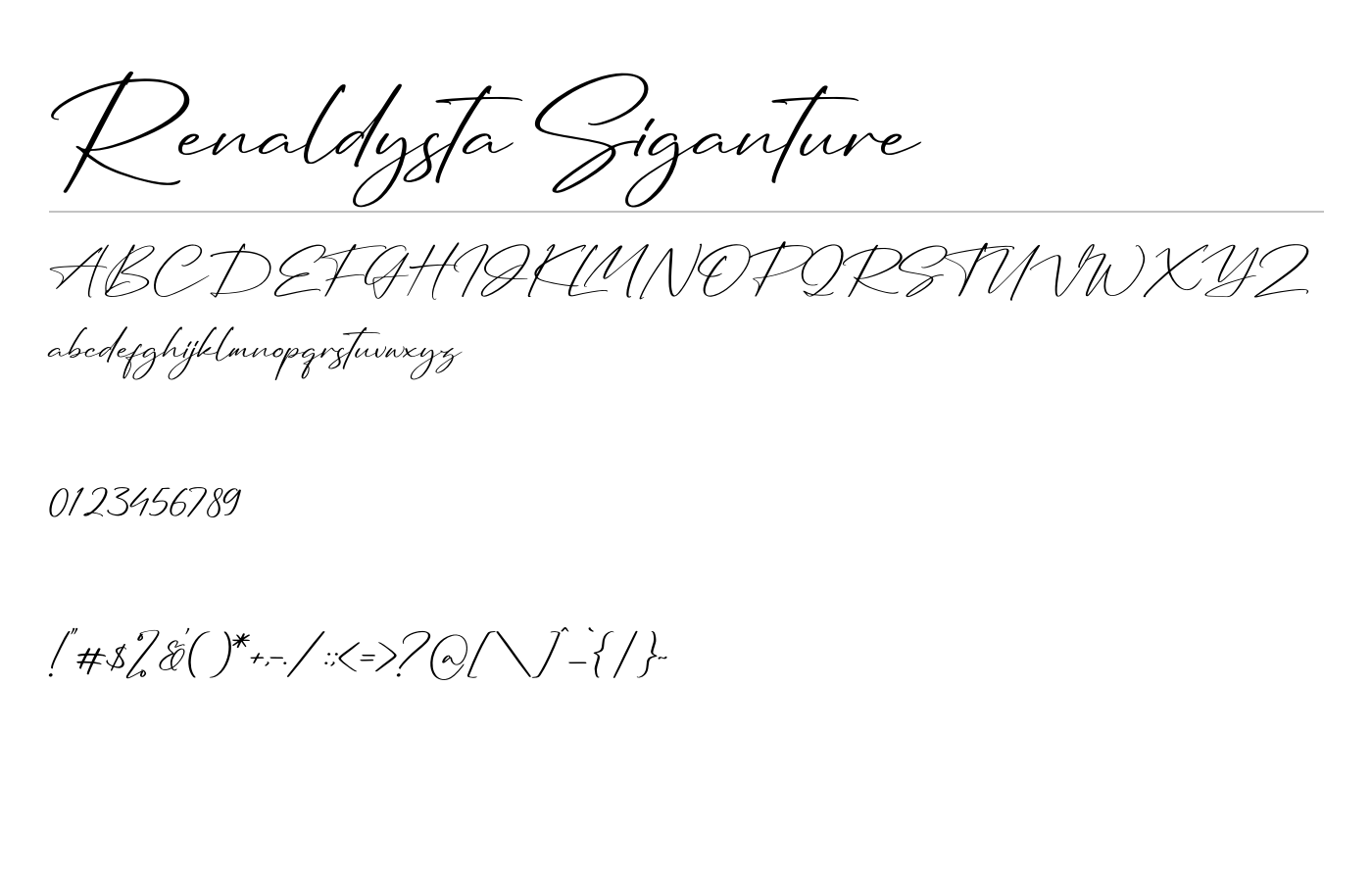 Renaldysta Signature Font preview