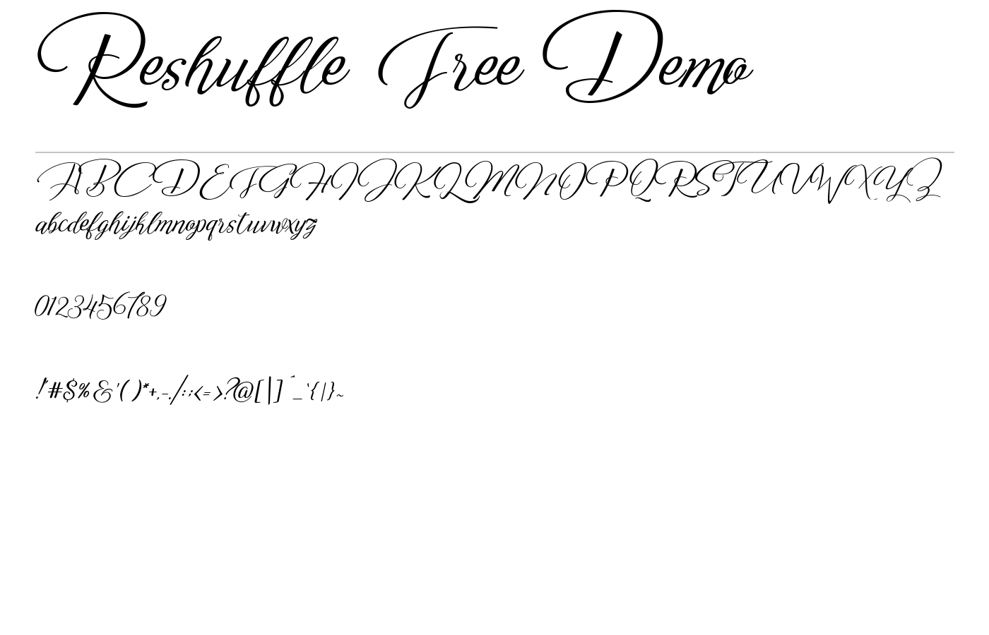 Reshuffle Script Demo Font preview