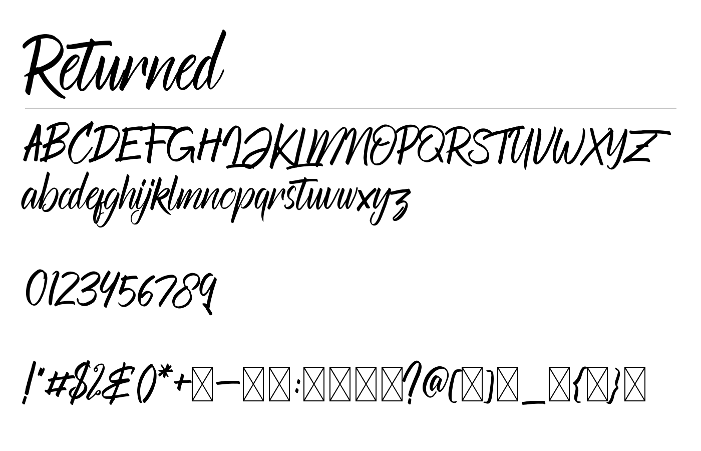 Returned Font preview