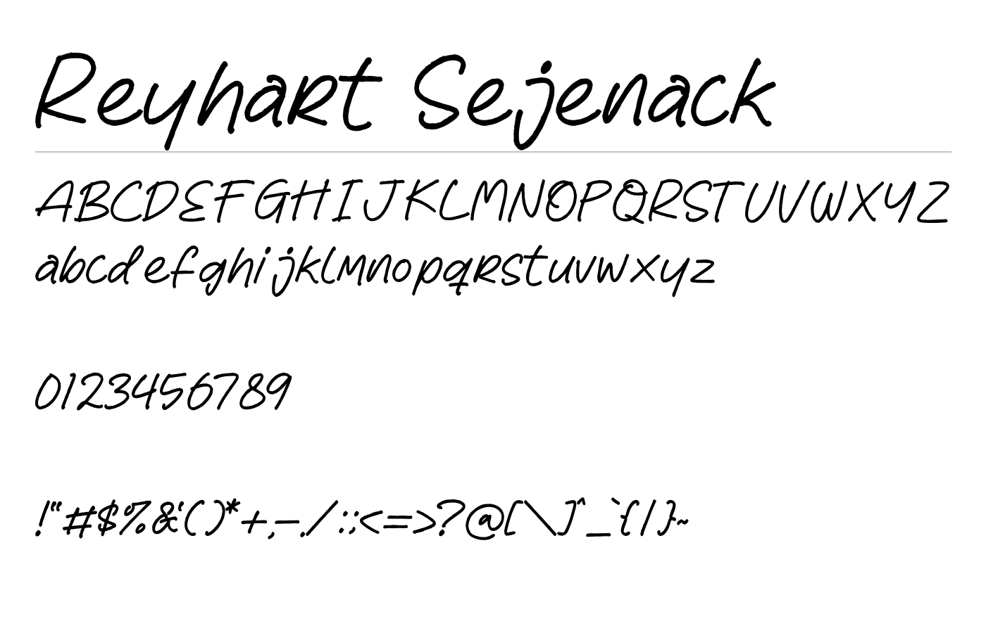 Reyhart Sejenack Font preview
