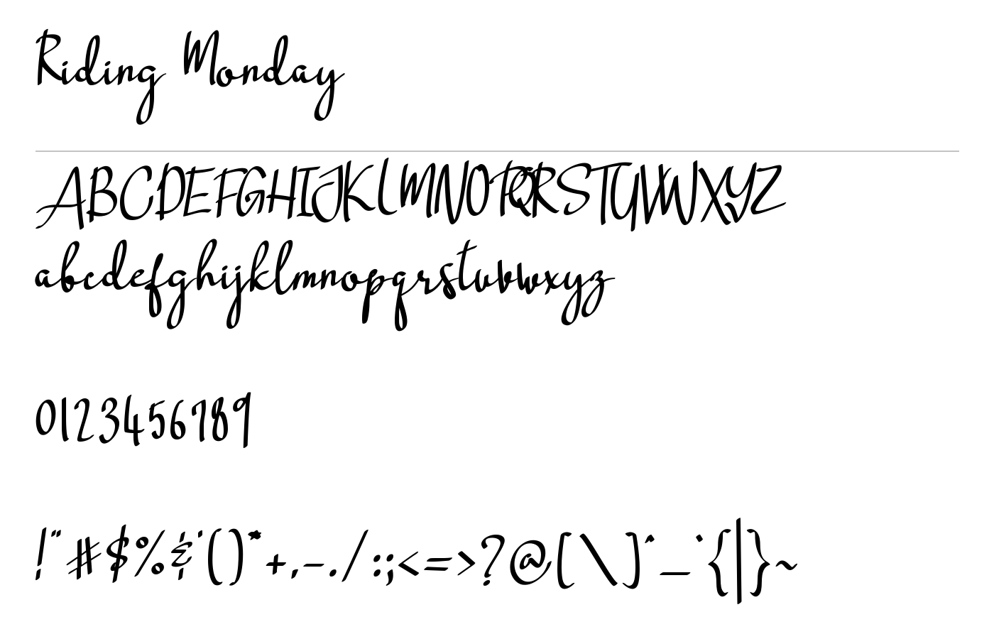 Riding Monday Font preview