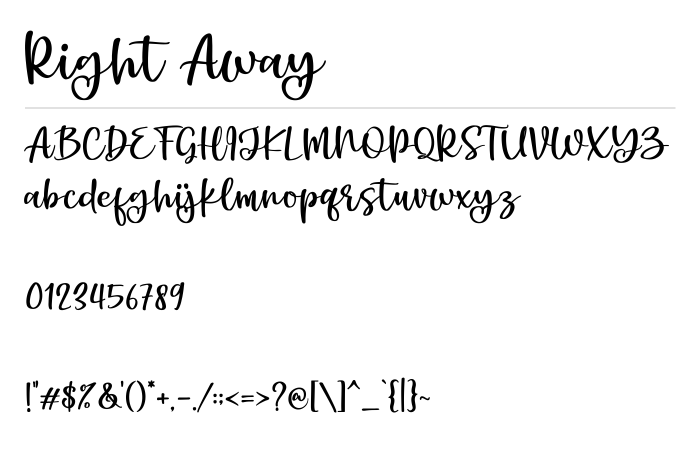 Right Away Font preview