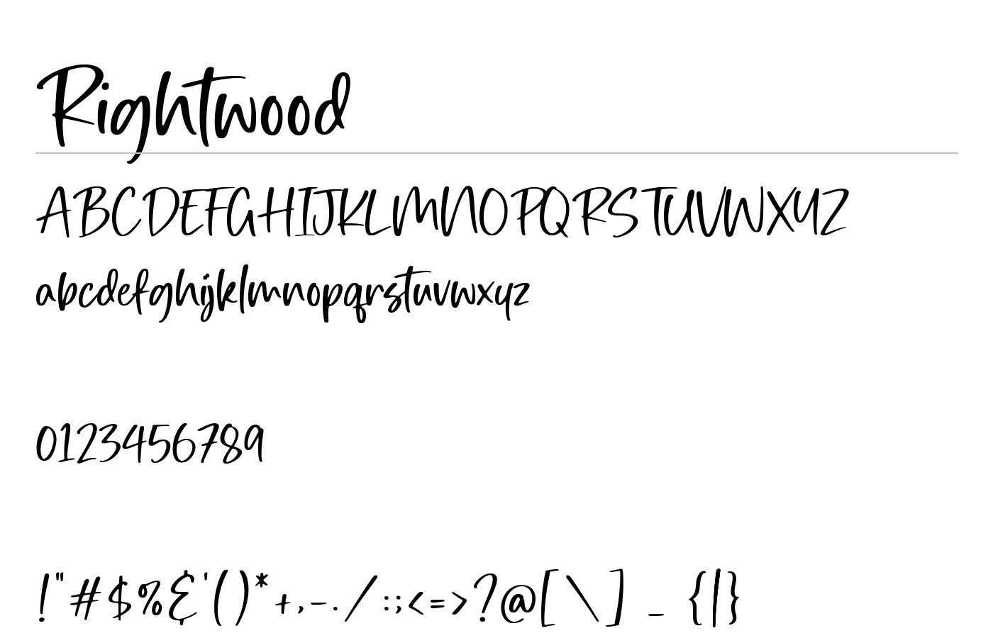 Rightwood Font preview