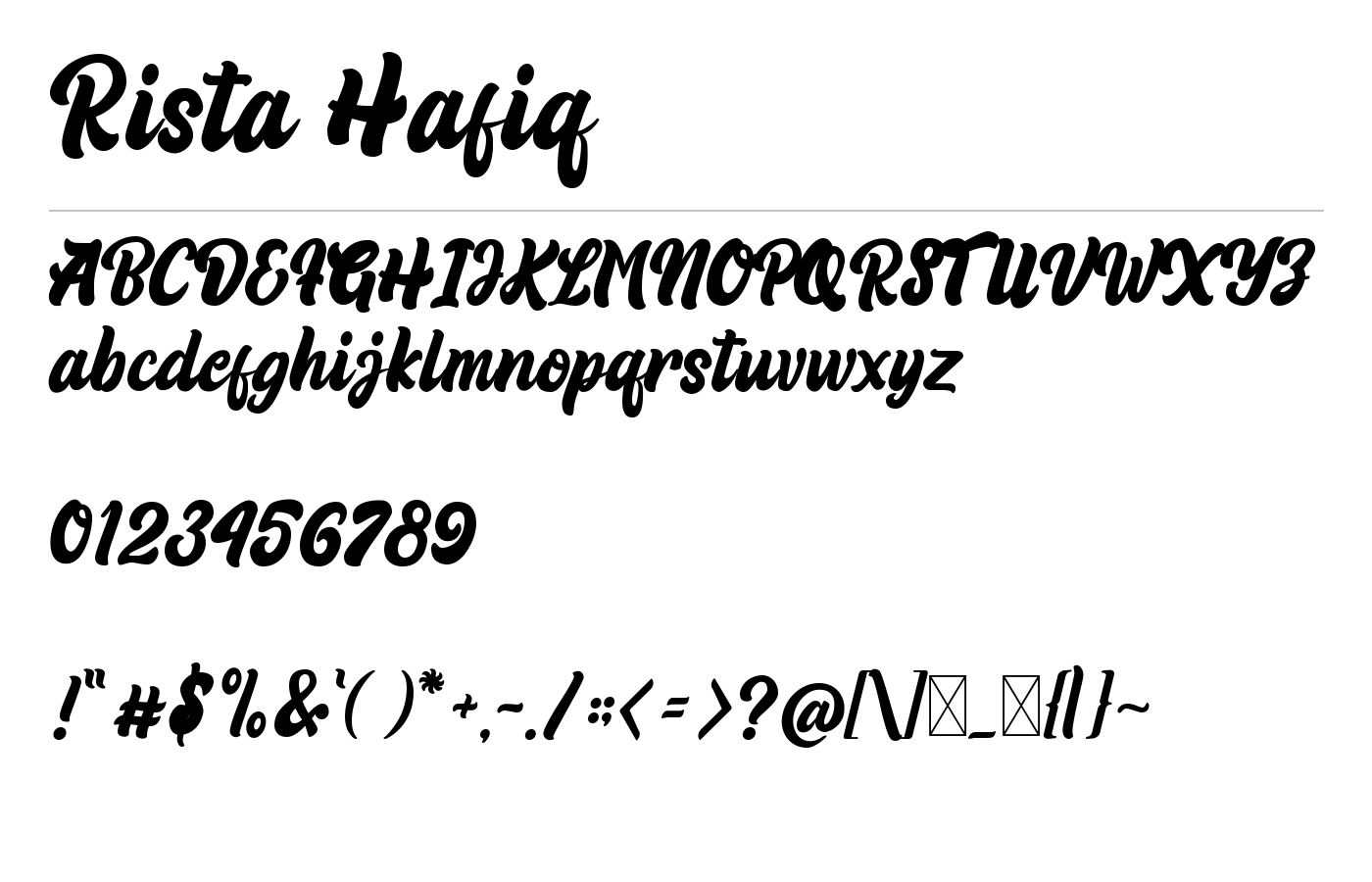 Rizta Hafiq Font preview