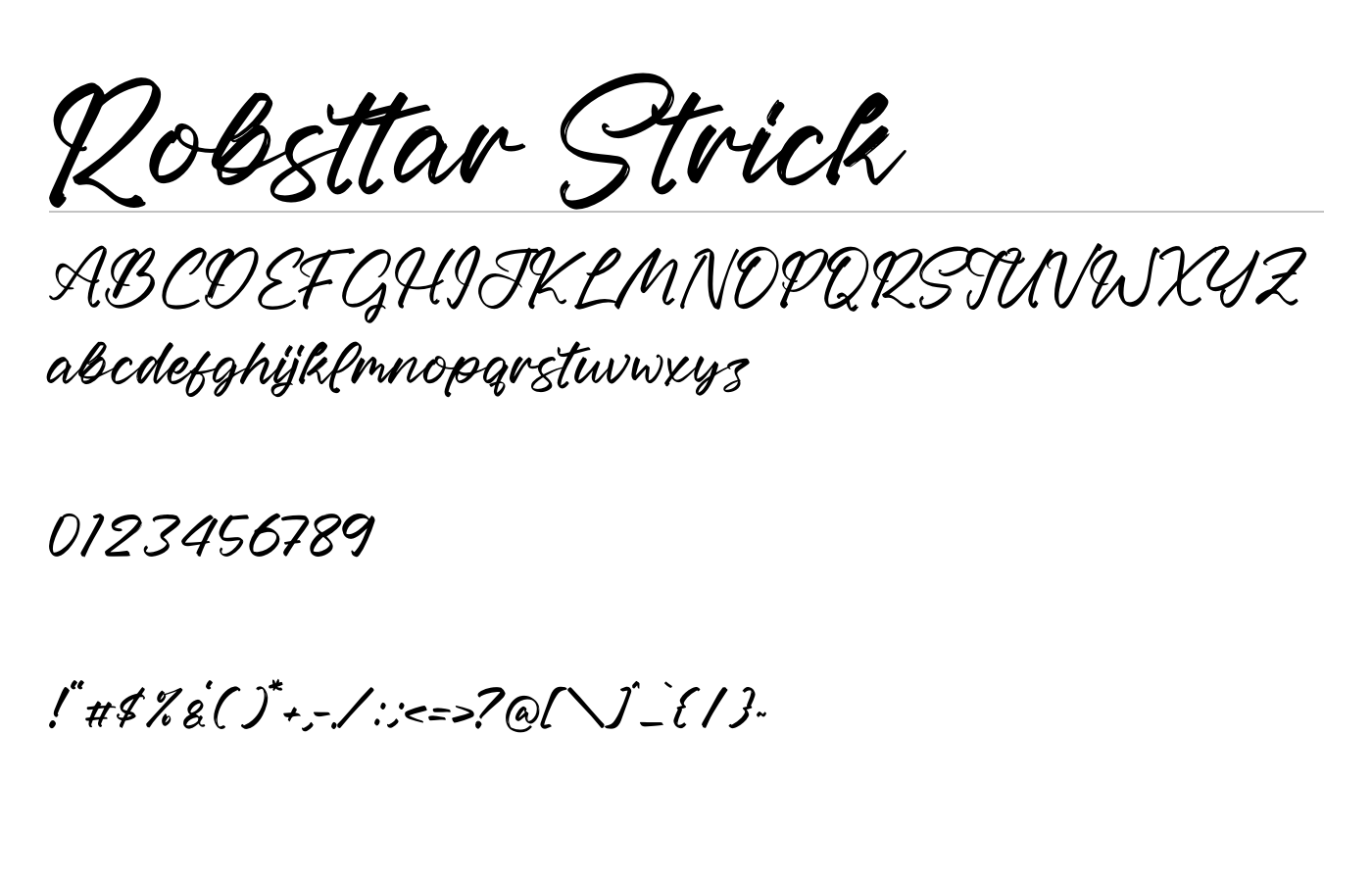 Robsttar Strick Font preview