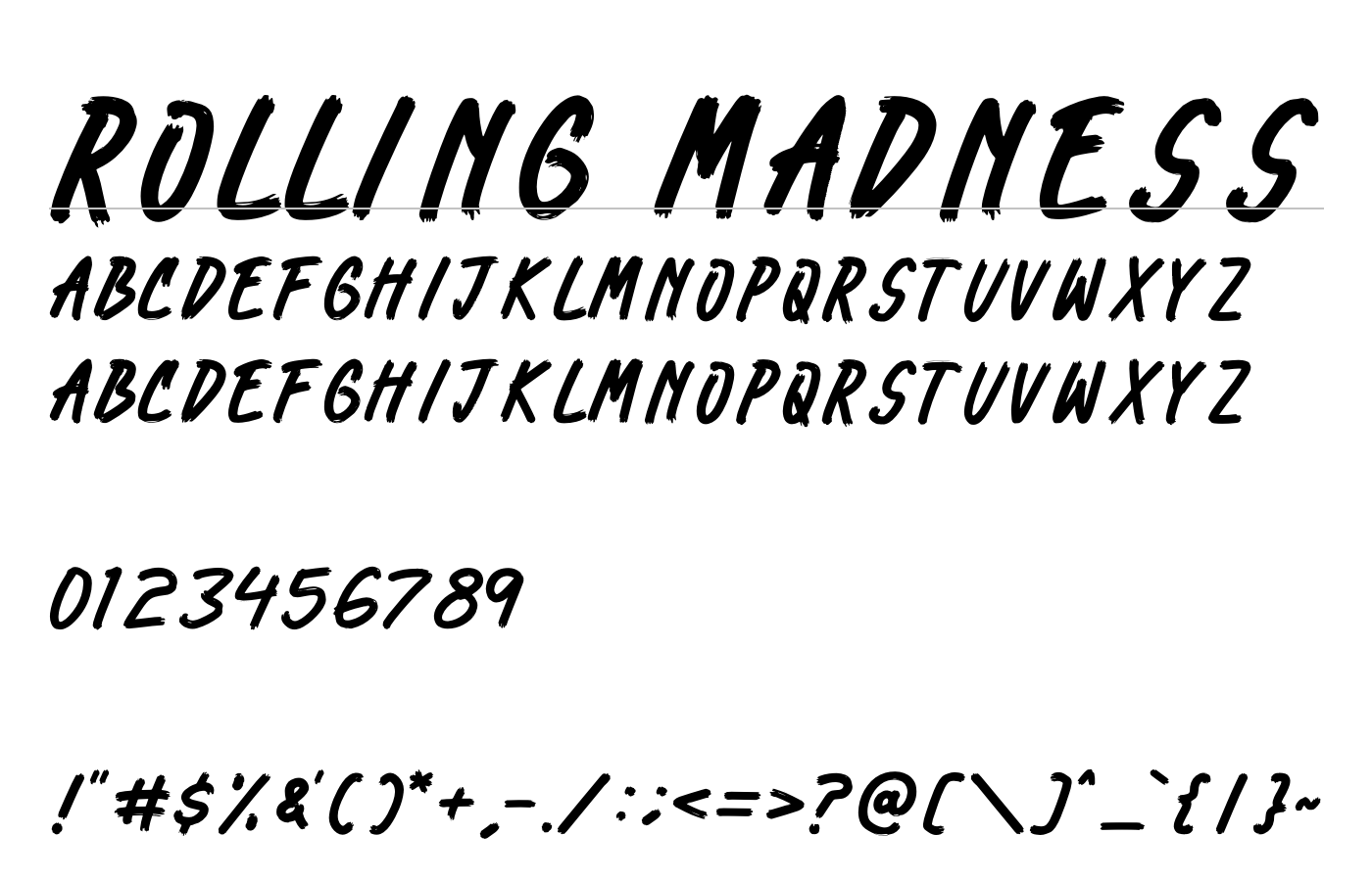 Rolling Madness Font preview