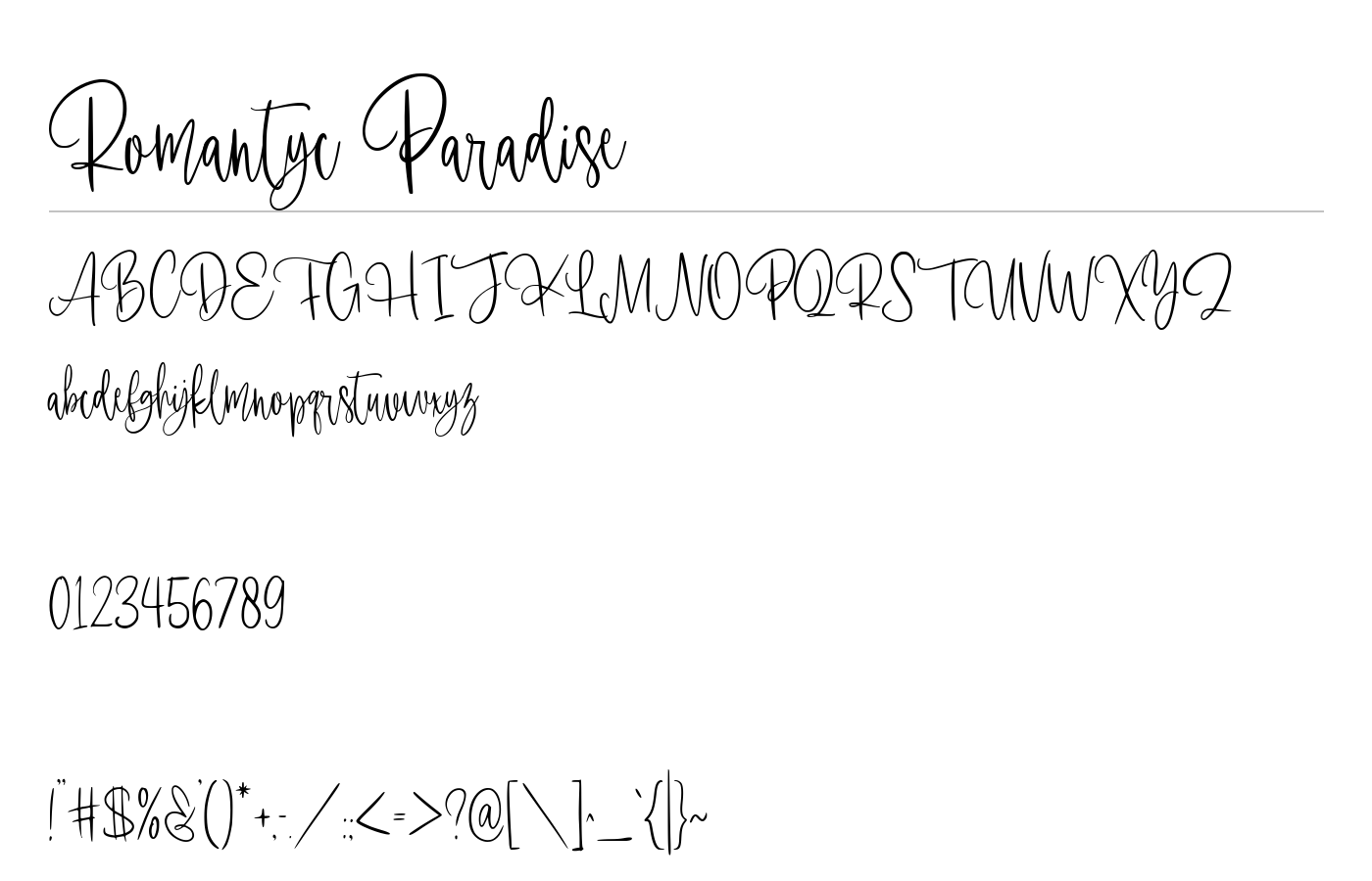 Romantyc Paradise Font preview