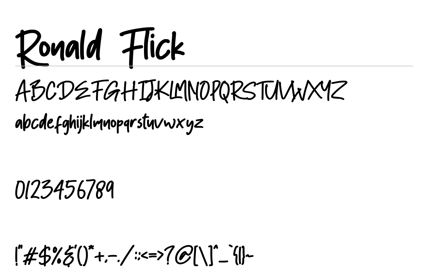 Ronald Flick Font preview