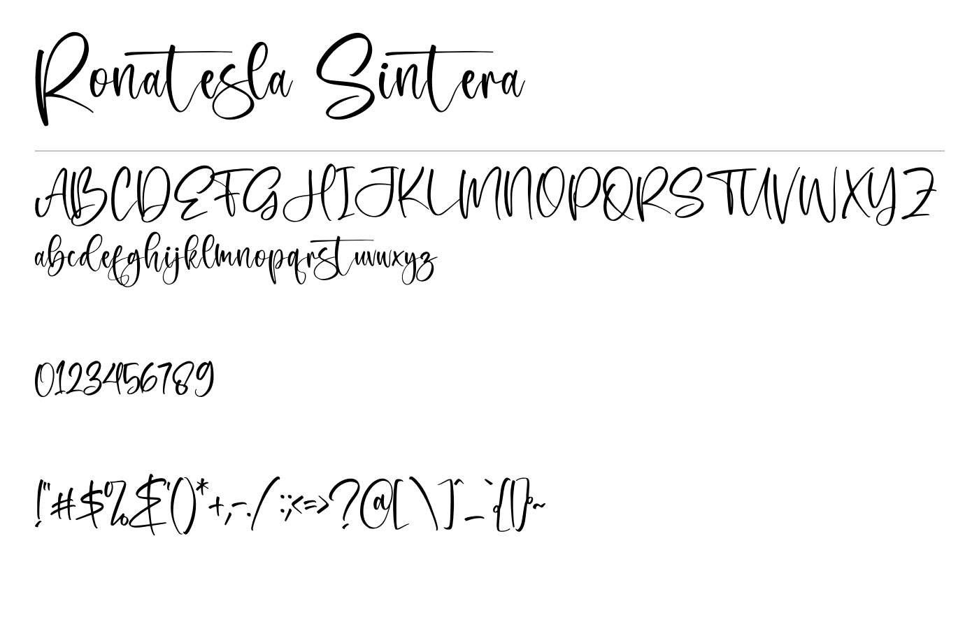 Ronatesla Sintera Font preview