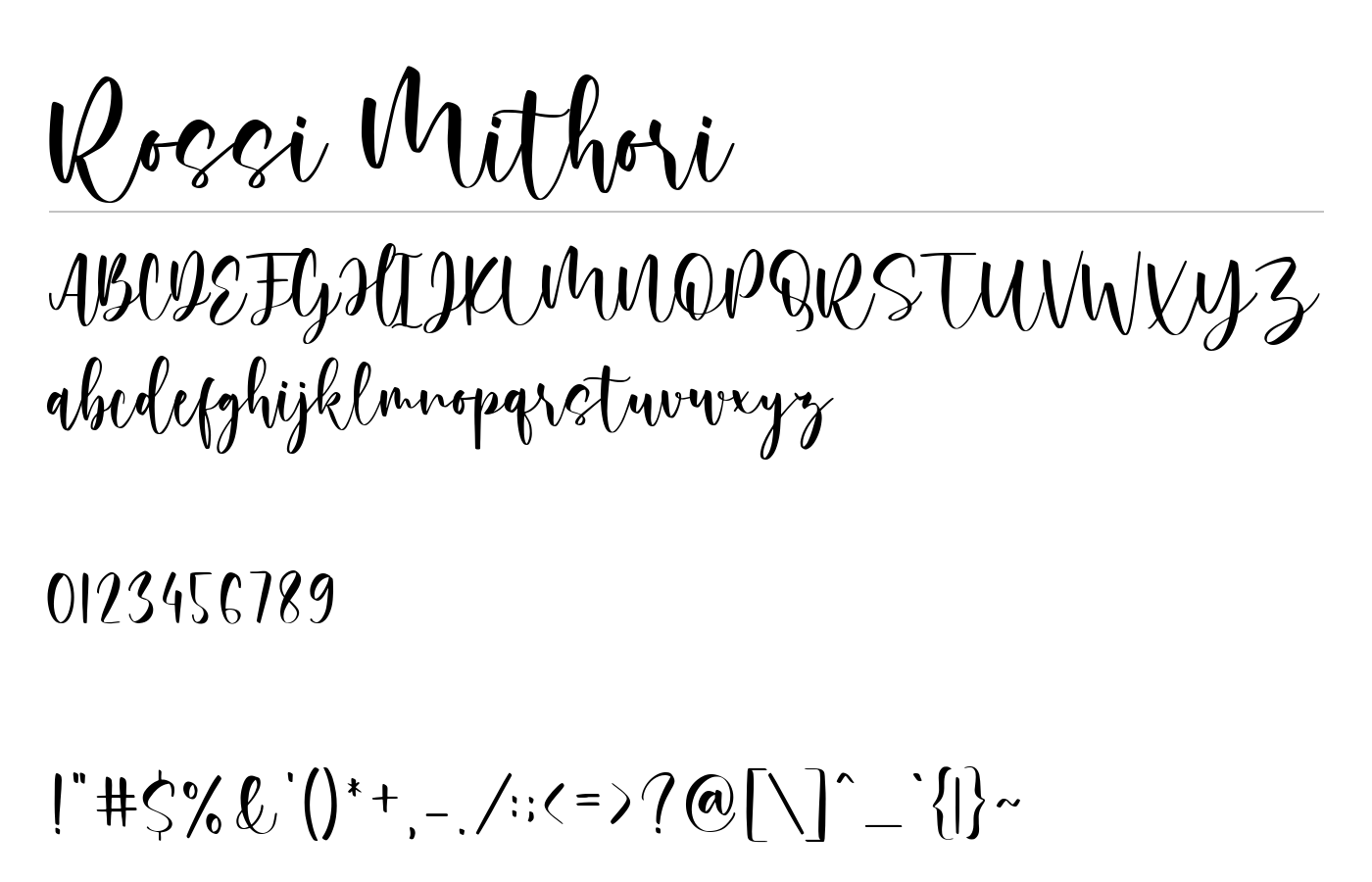 Rossi Mithori Font preview