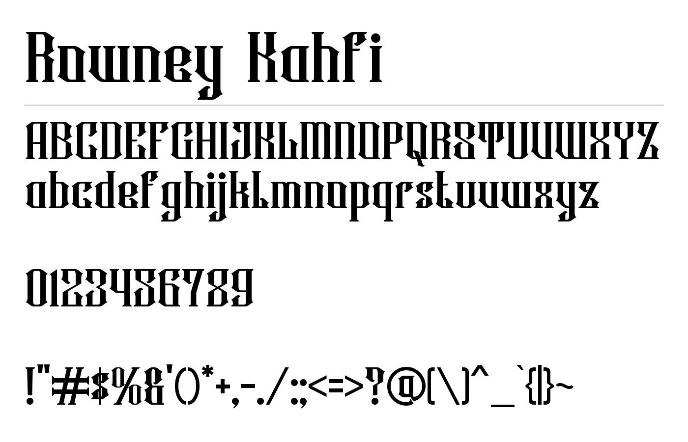Rowney Kahfi Font preview