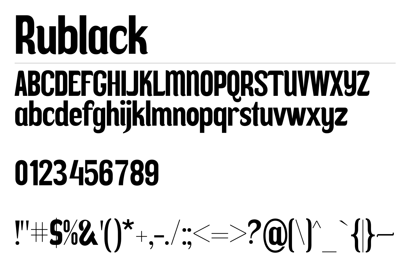 Rublack Font preview