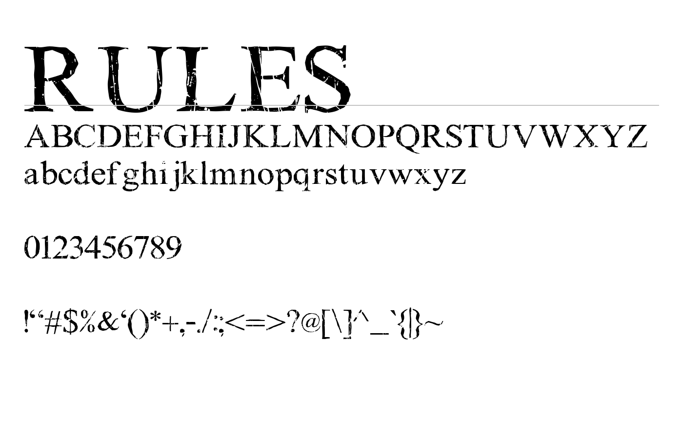 Rules Font preview