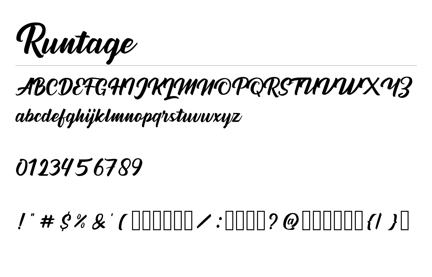 Runtage Font preview