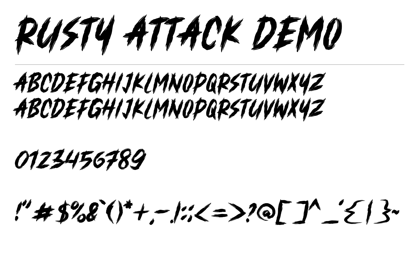 Rusty Attack Font preview