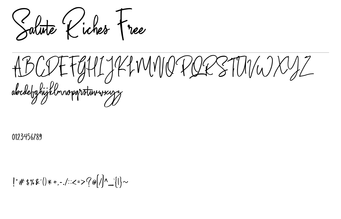 Salute Riches Font preview