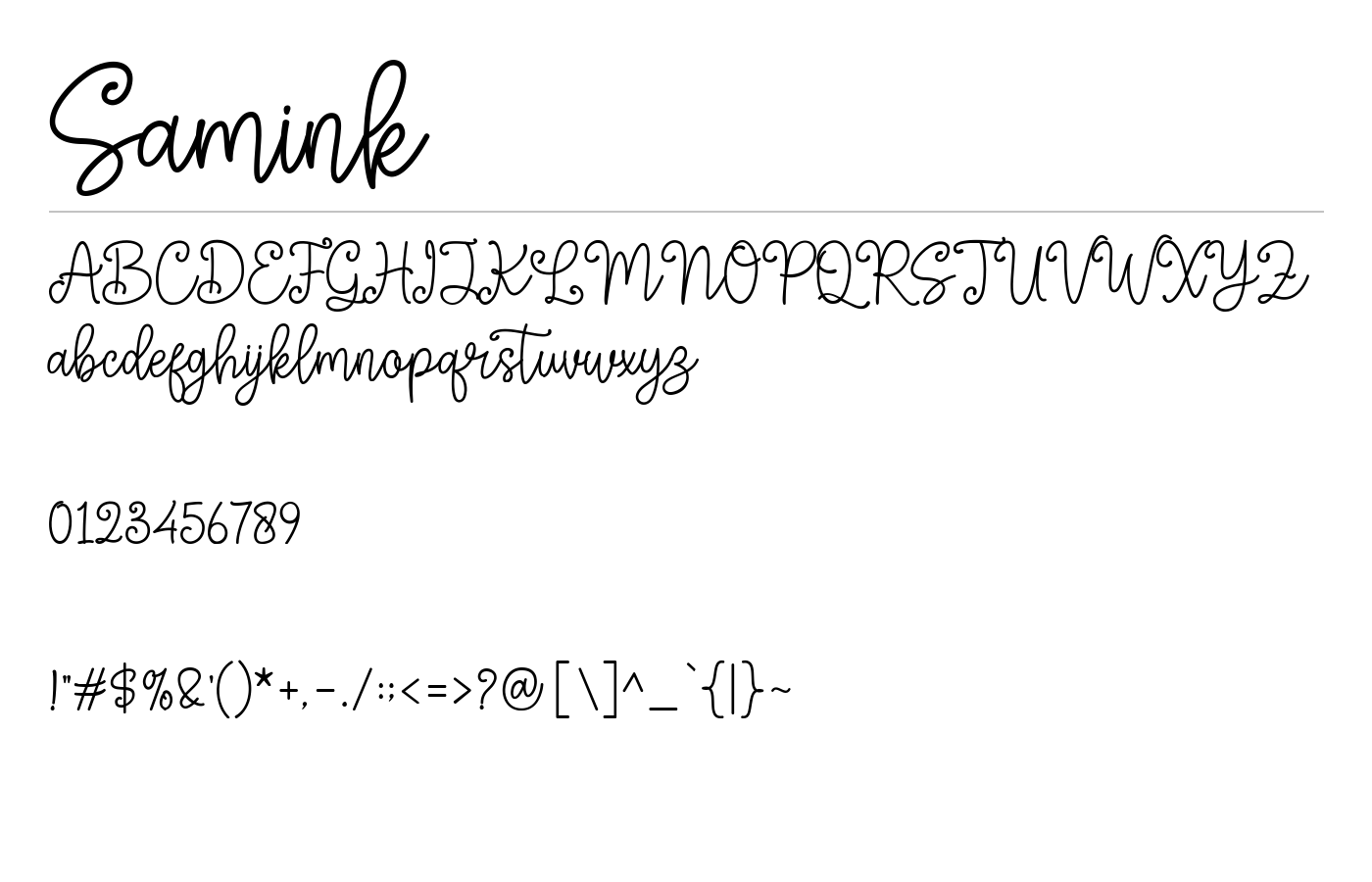 Samink Font preview