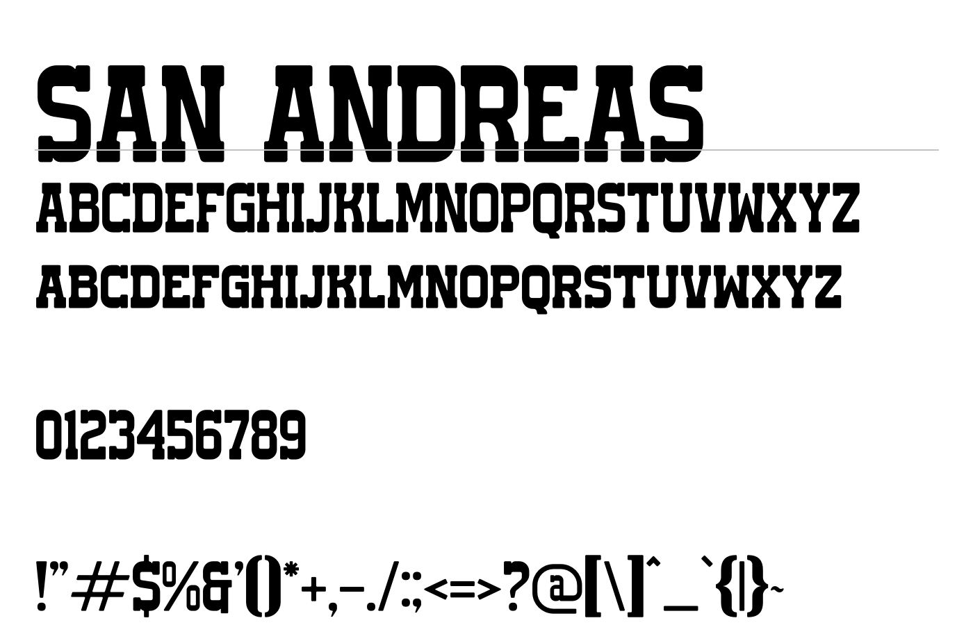San Andreas Font preview