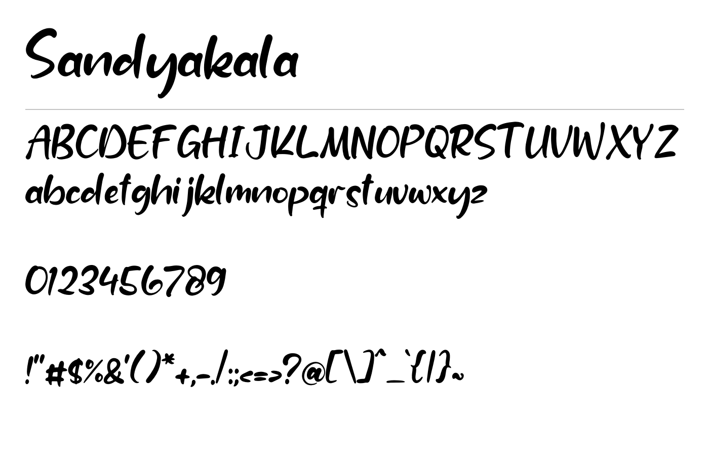 Sandyakala Font preview