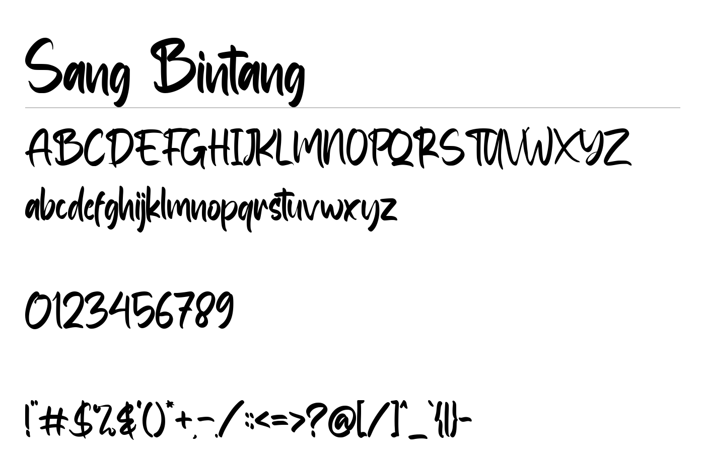 Sang Bintang Font preview
