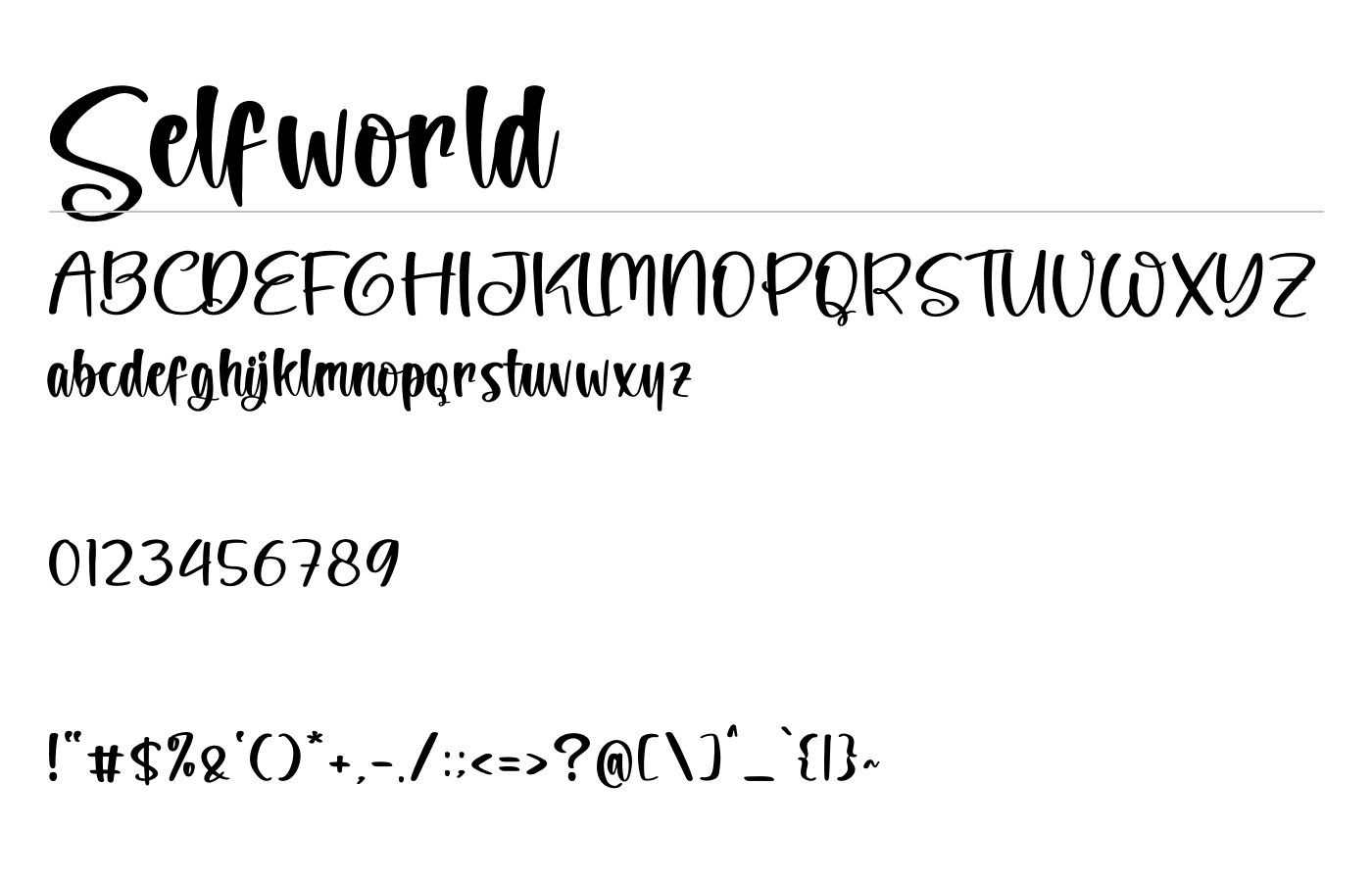 Selfworld Font preview