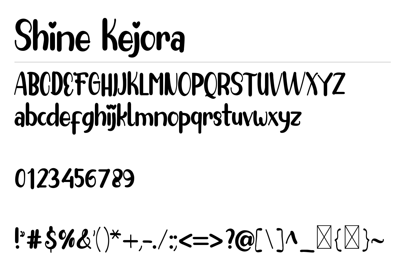 Shine Kejora Font preview