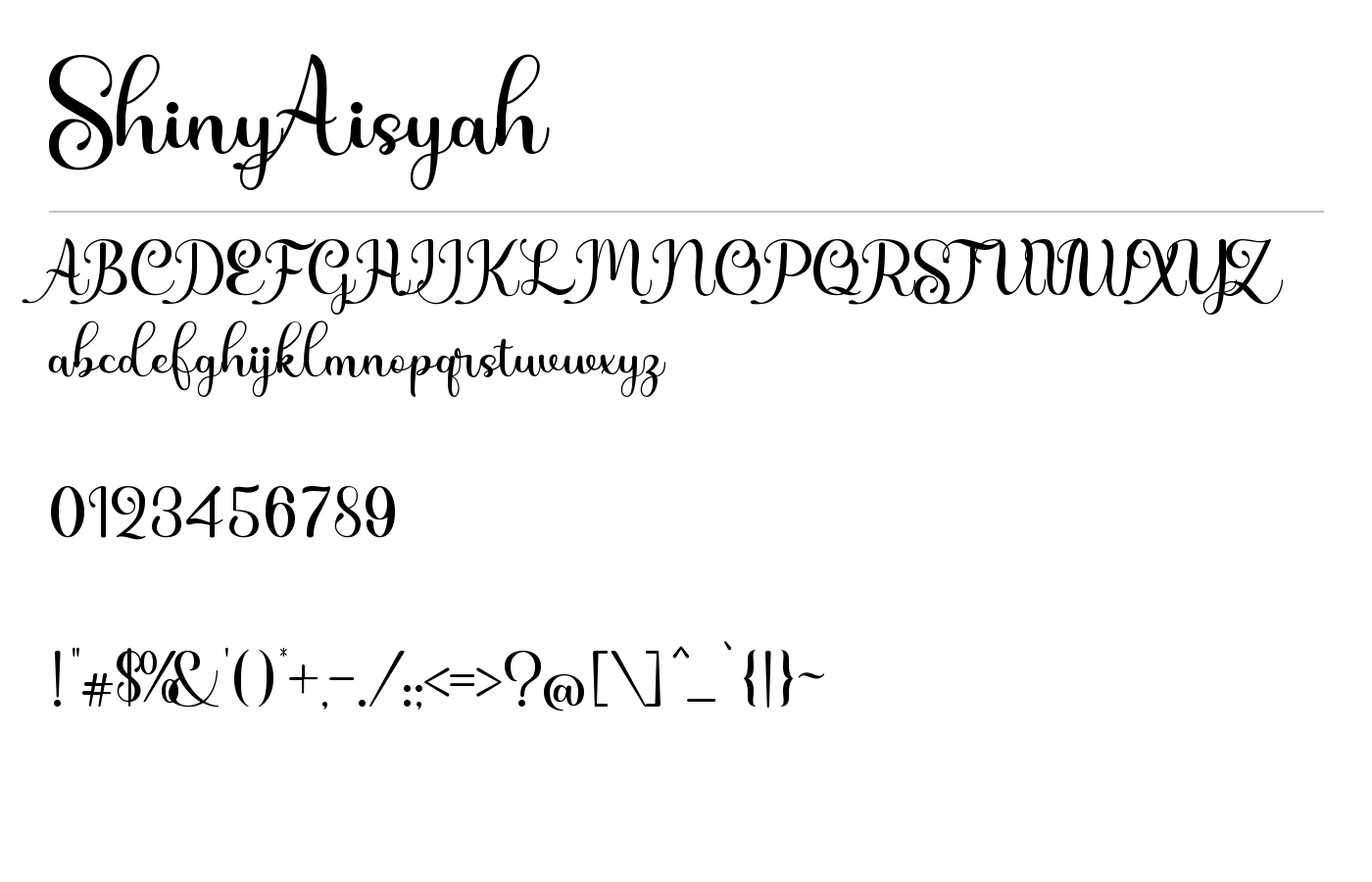 Shiny Aisyah Font preview