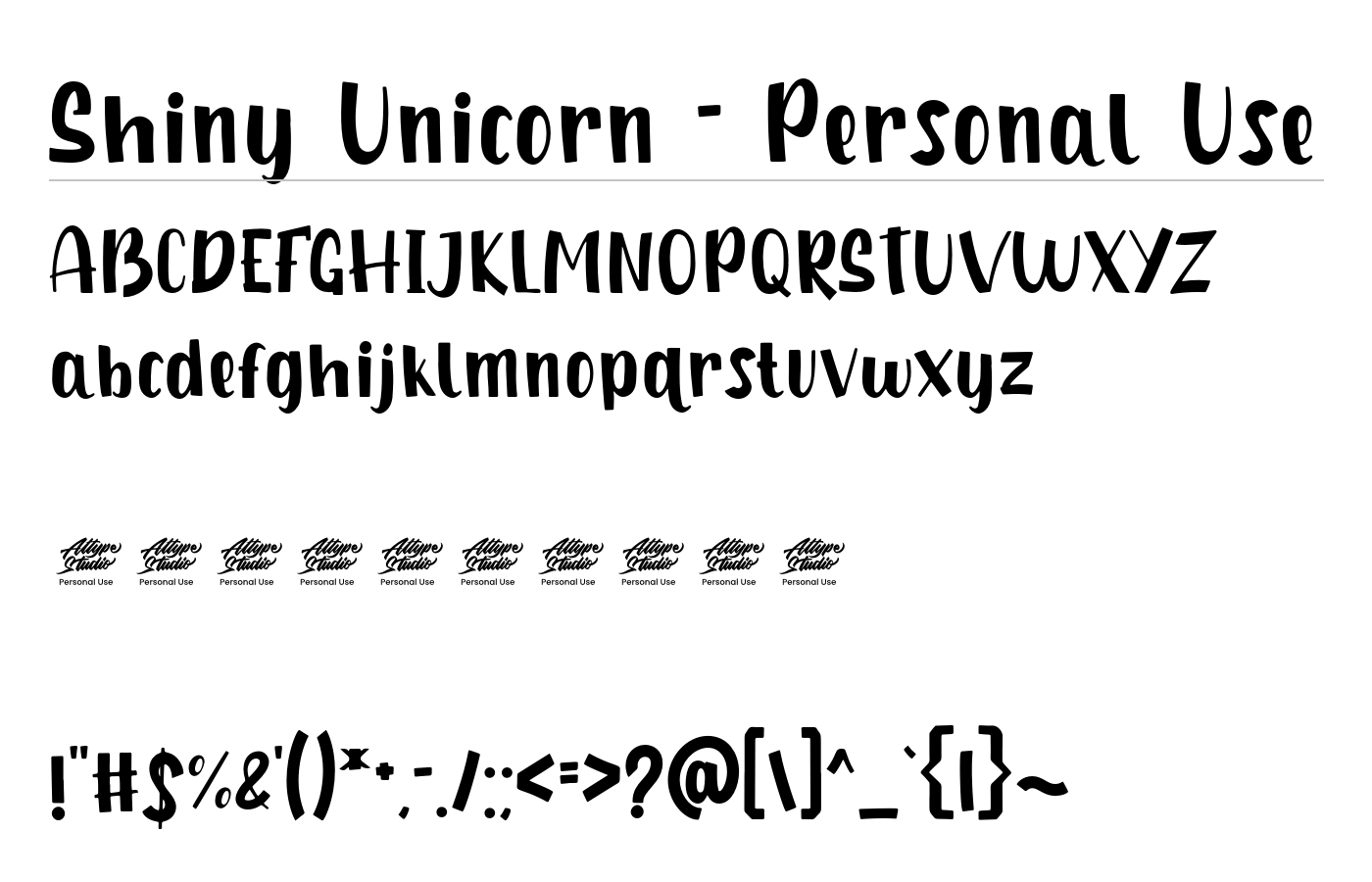 Shiny Unicorn Font preview