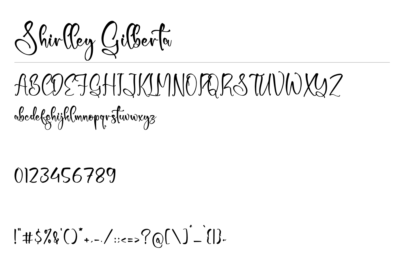 Shirlley Gilberta Font preview