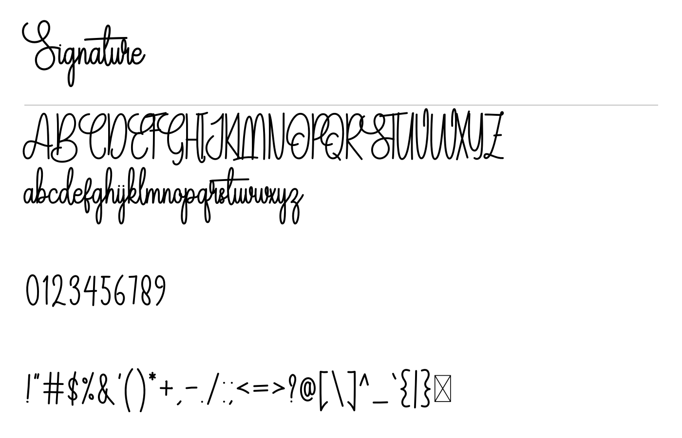 Signature Font preview