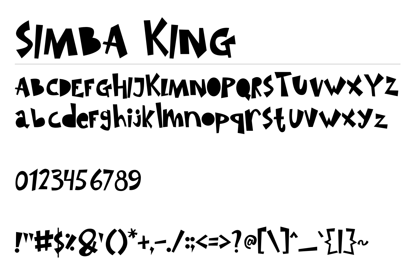 Simba King Font preview