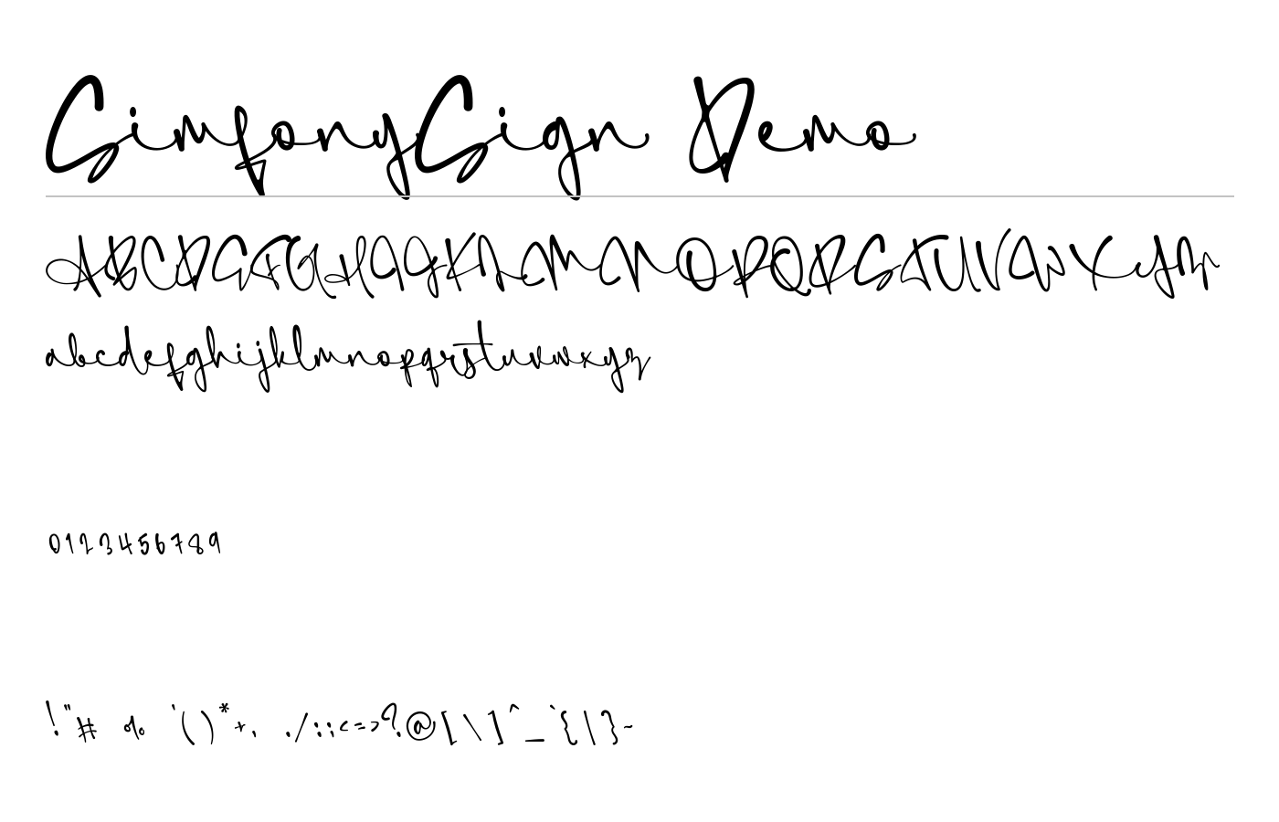 SimfonySign Font preview