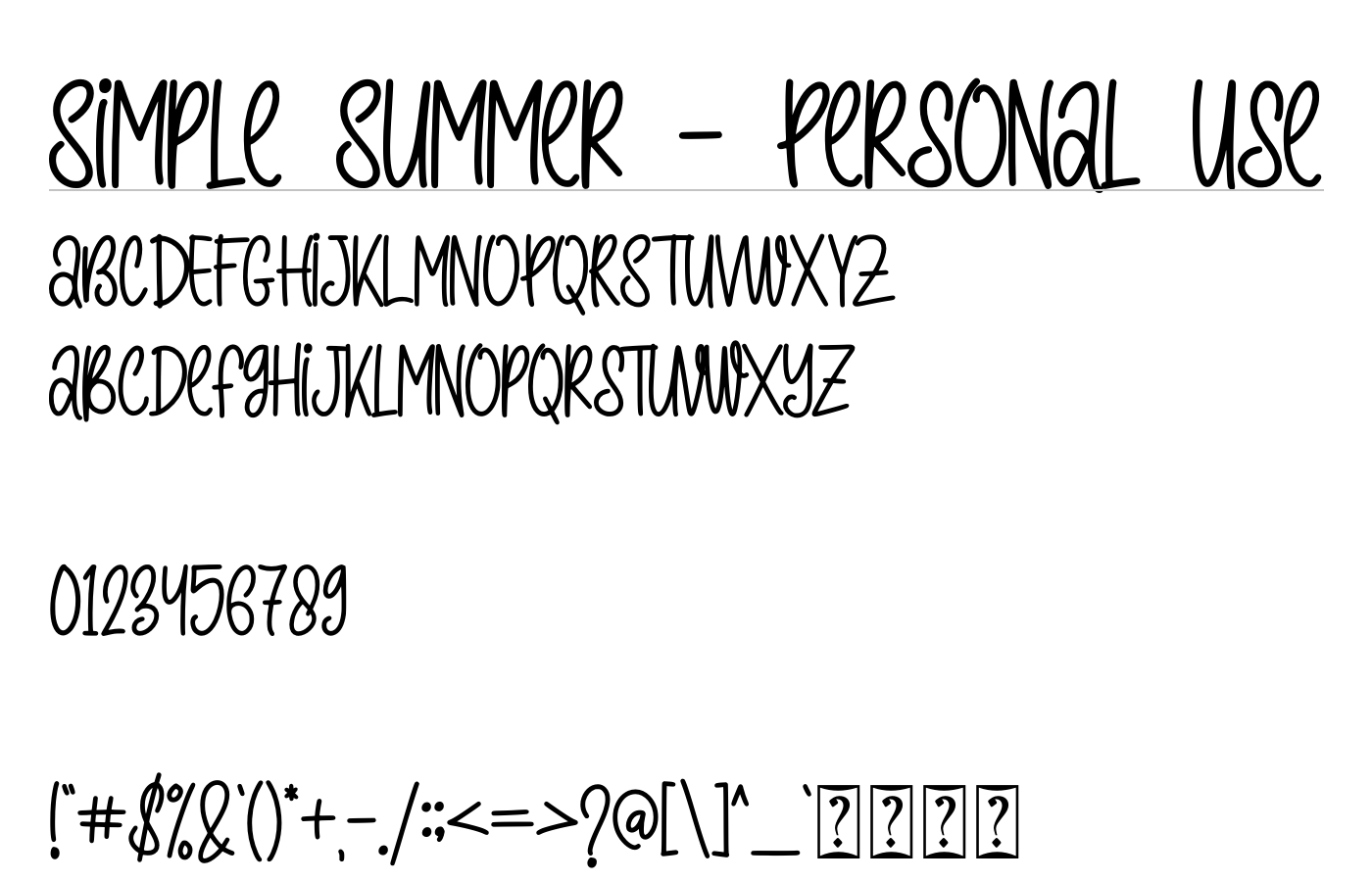 Simple Summer Font preview