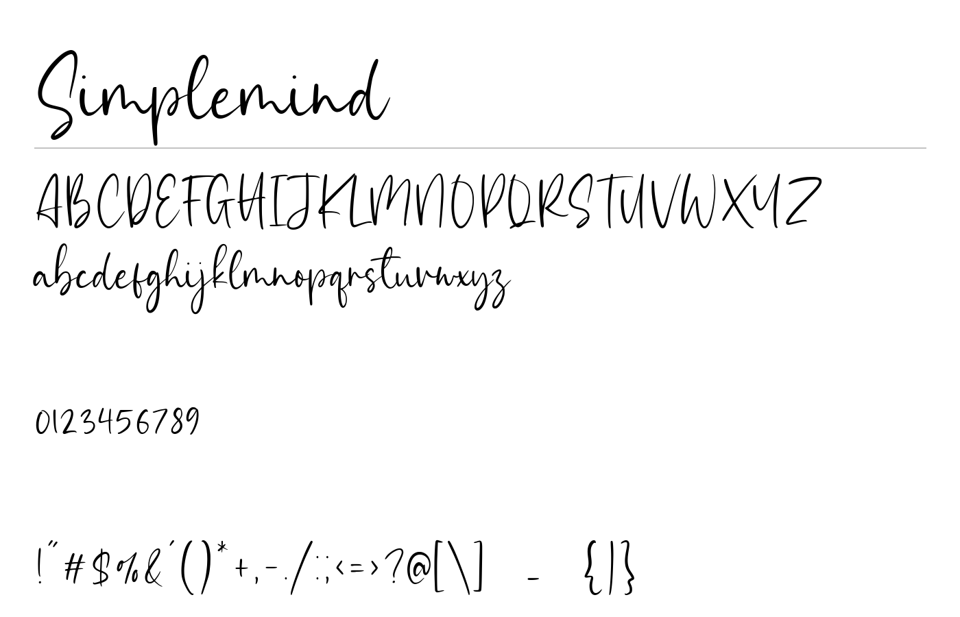Simplemind Font preview