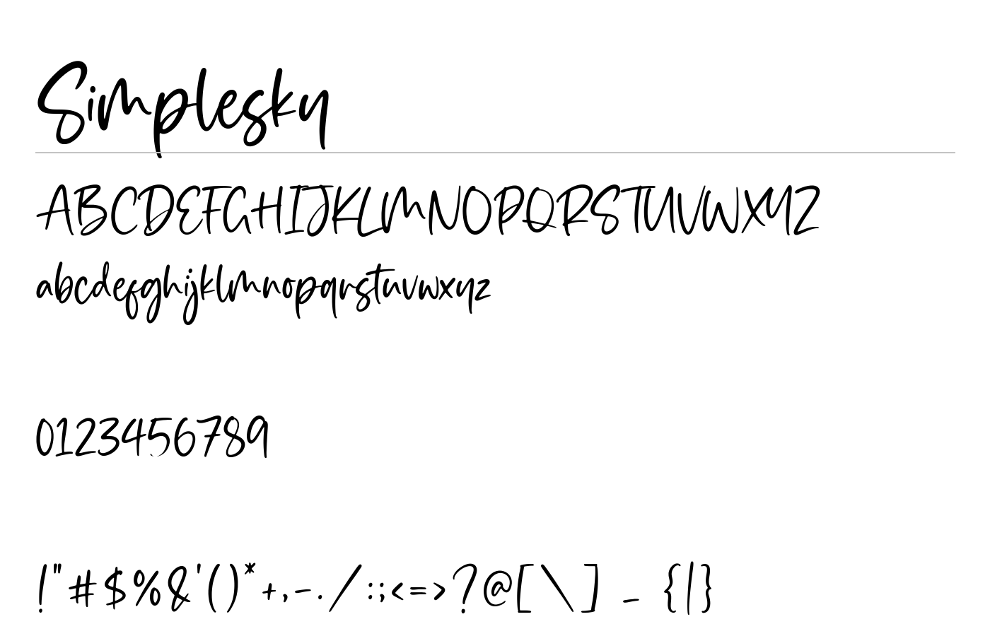 Simplesky Font preview