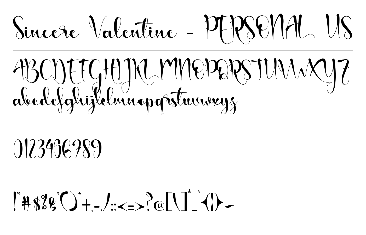 Sincere Valentine Font preview