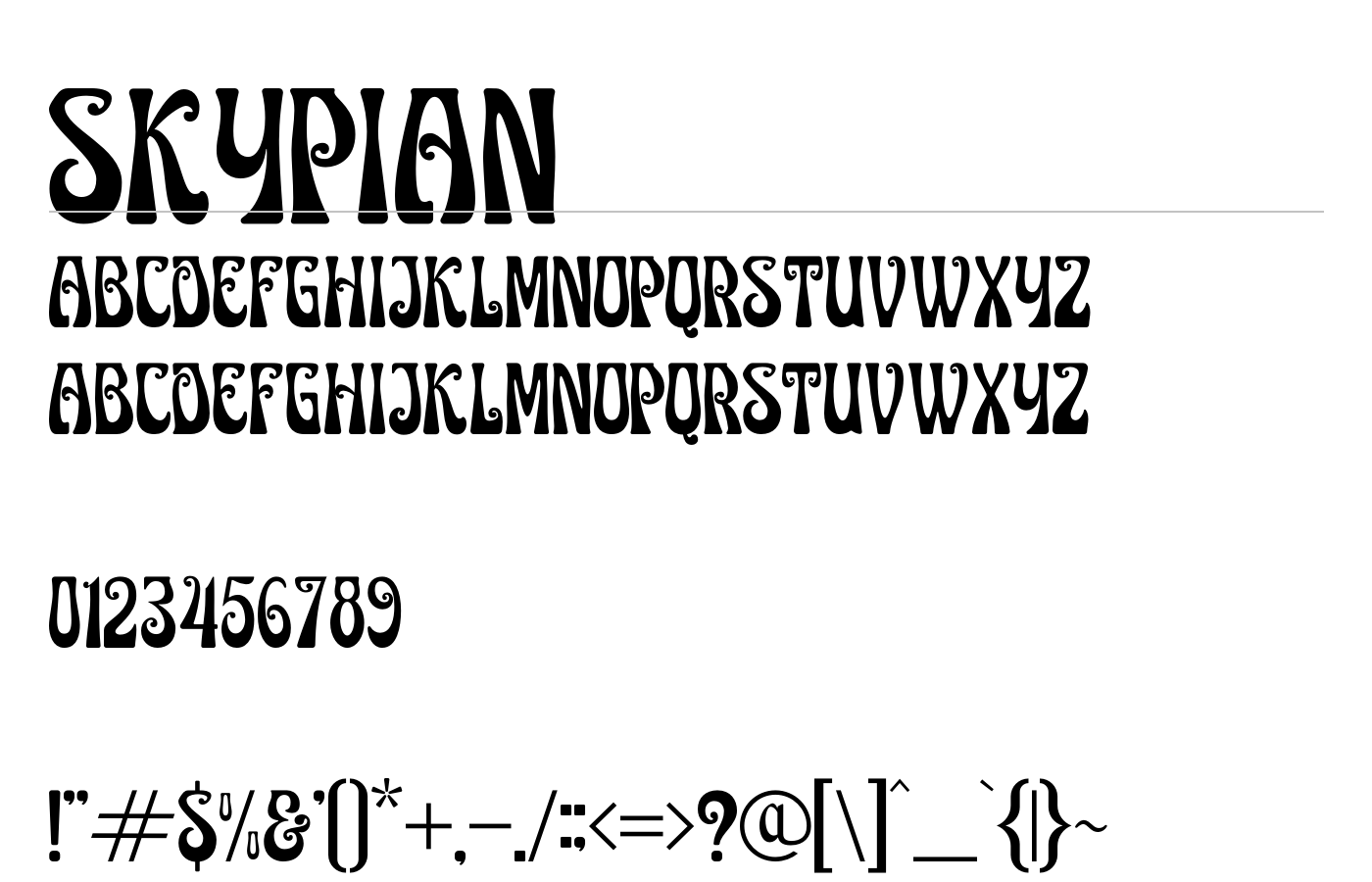 Skypian Font preview