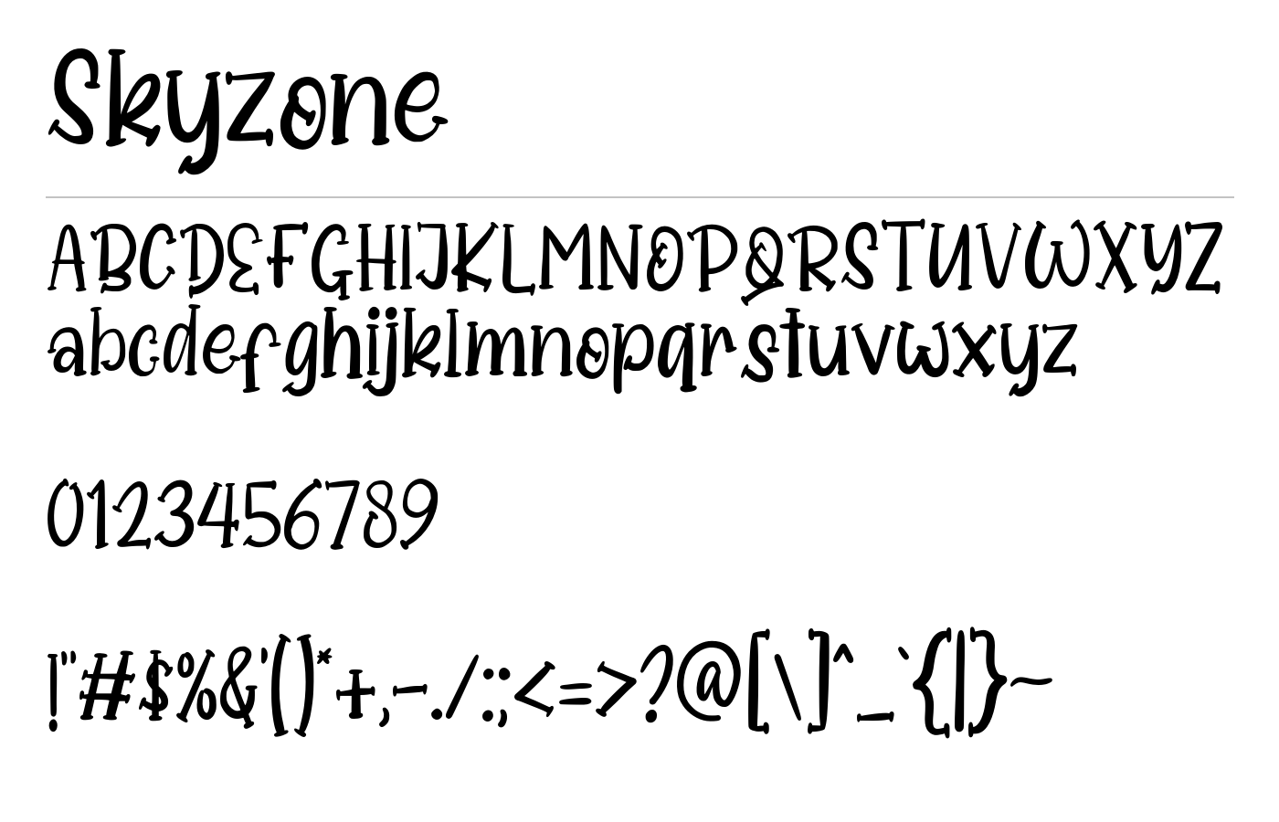 Skyzone Font preview