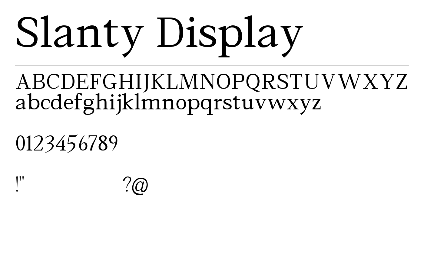 Slanty Display Font preview