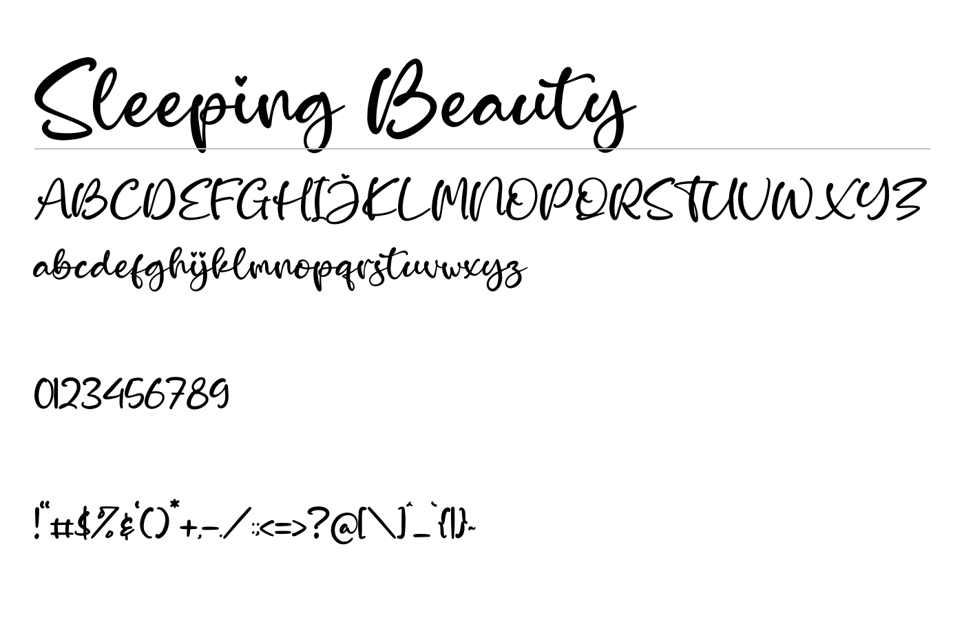 Sleeping Beauty Font preview