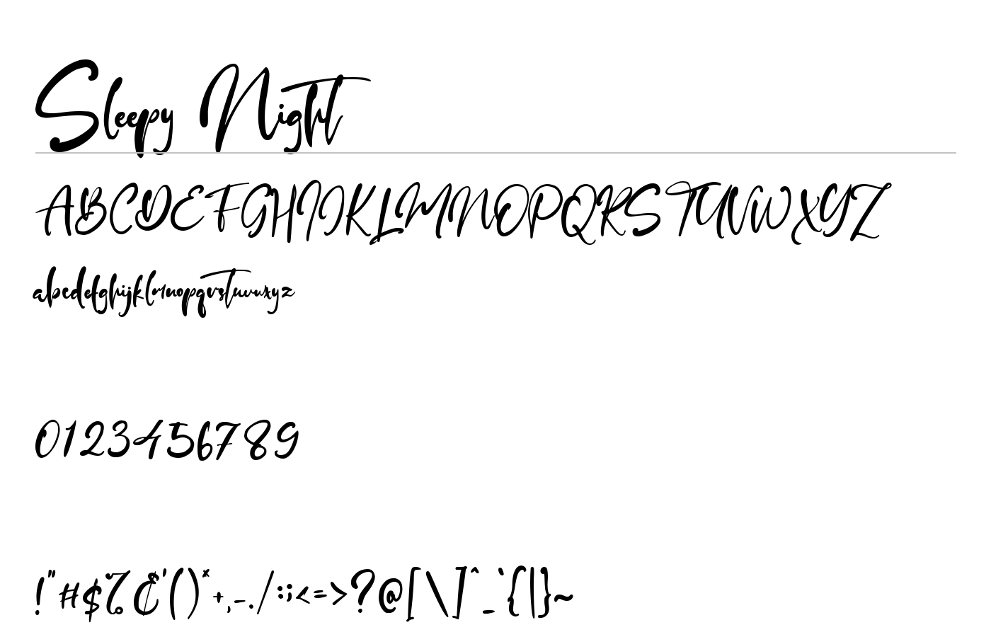 Sleepy Night Font preview