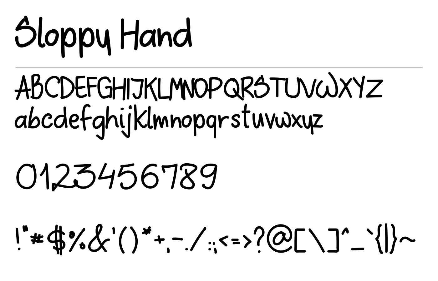 Sloppy Hand Typeface preview