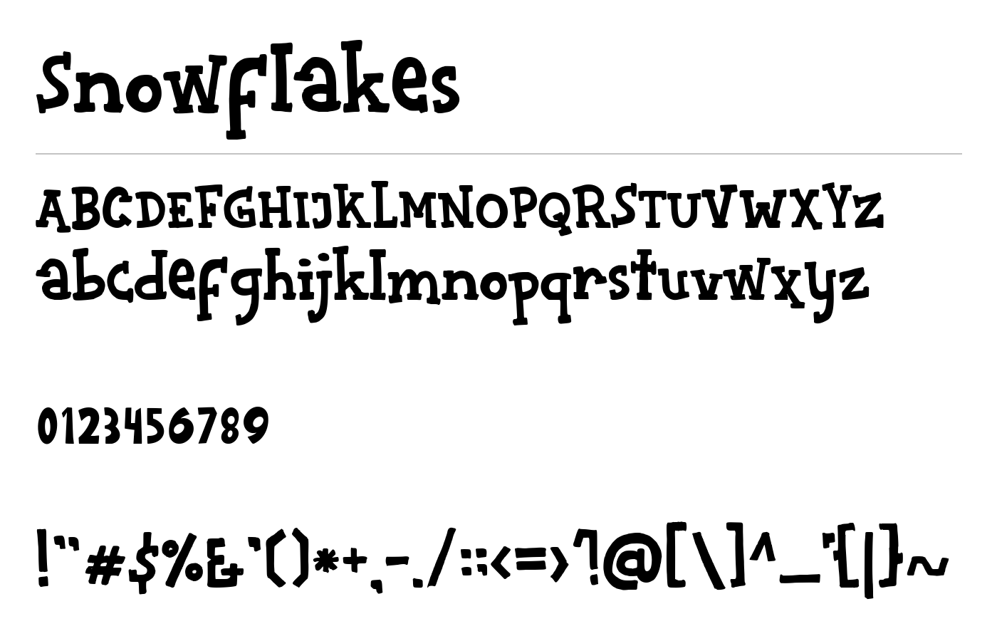 Snowflakes Font preview
